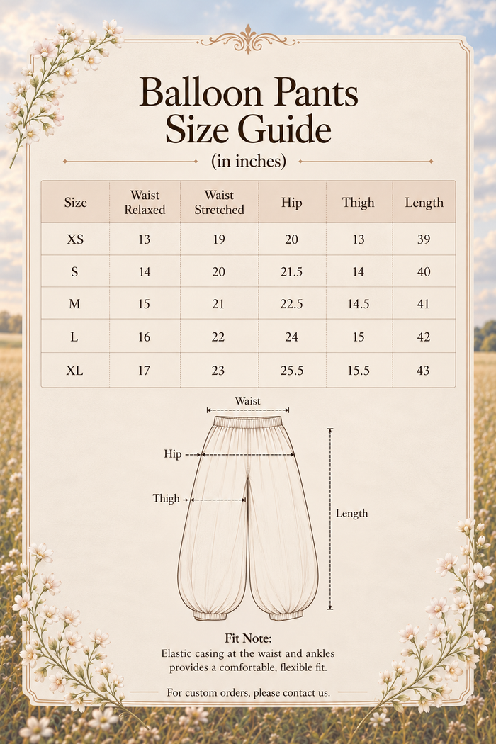 Plum Reverie Size Chart 1