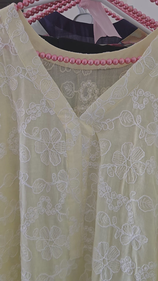 Saffron Chikankari Kaftan Dress