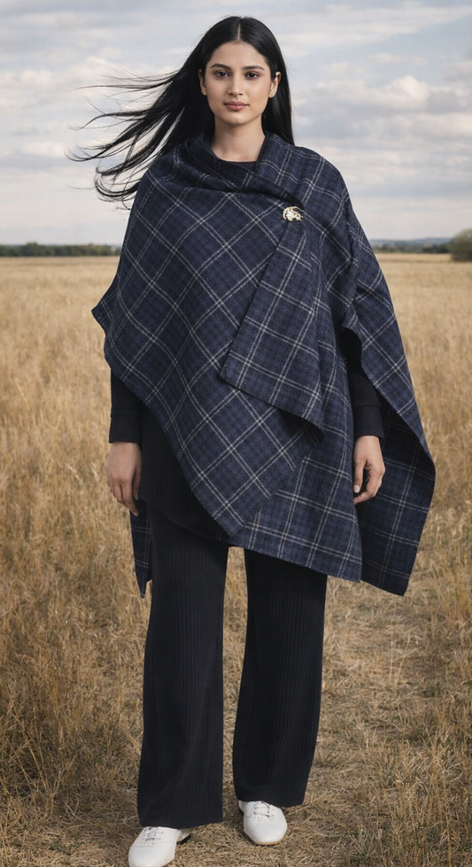 Winter Grid Cape Shirt