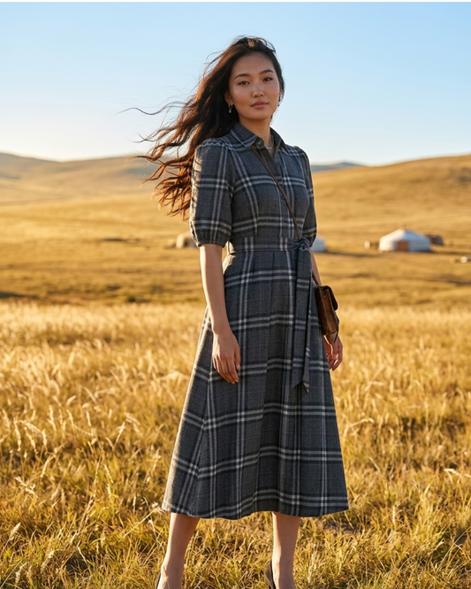 Grey Willow Plaid Dress
