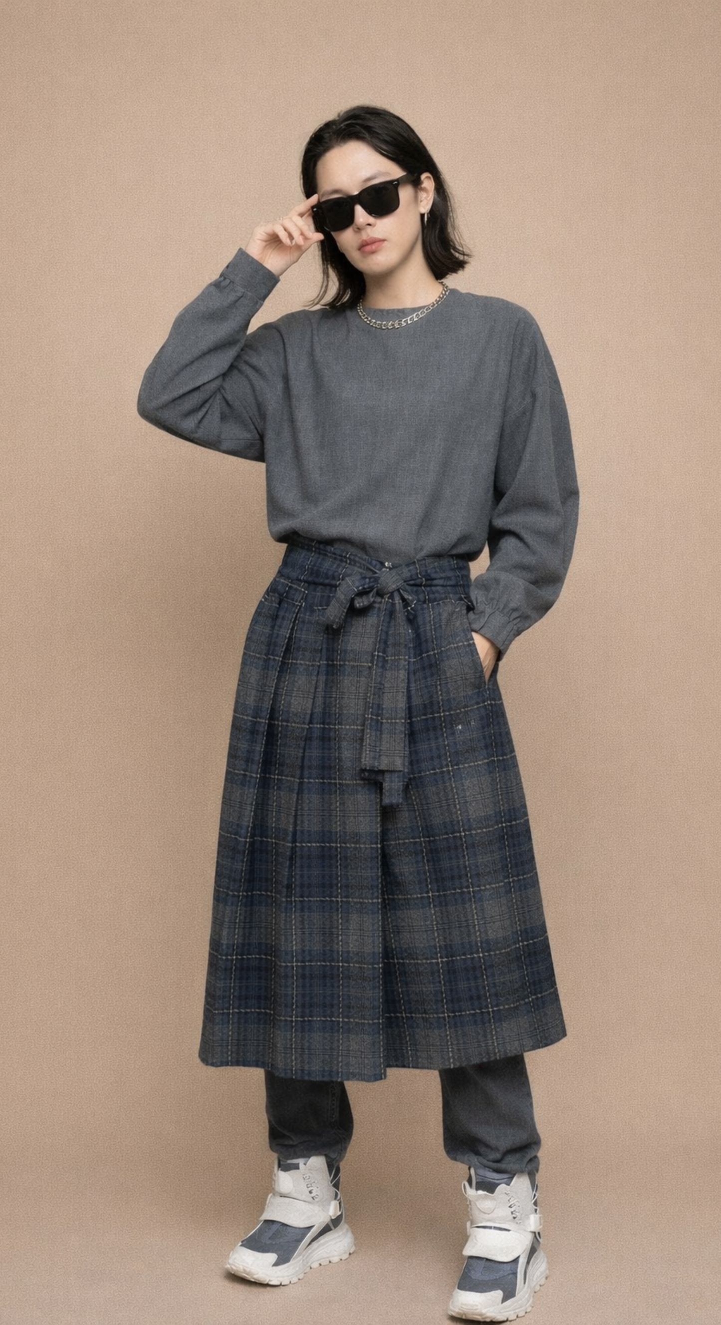 Plaid wrap skirt