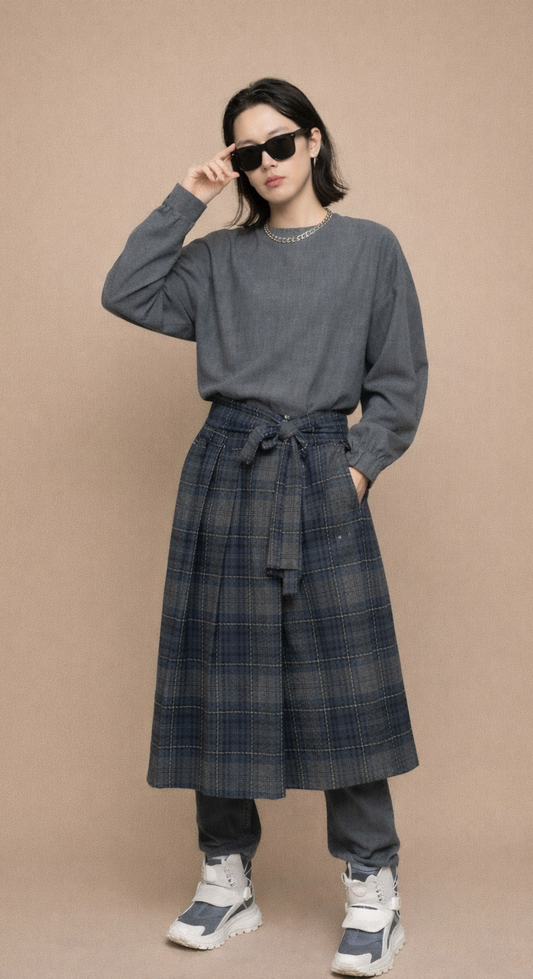 Plaid wrap skirt