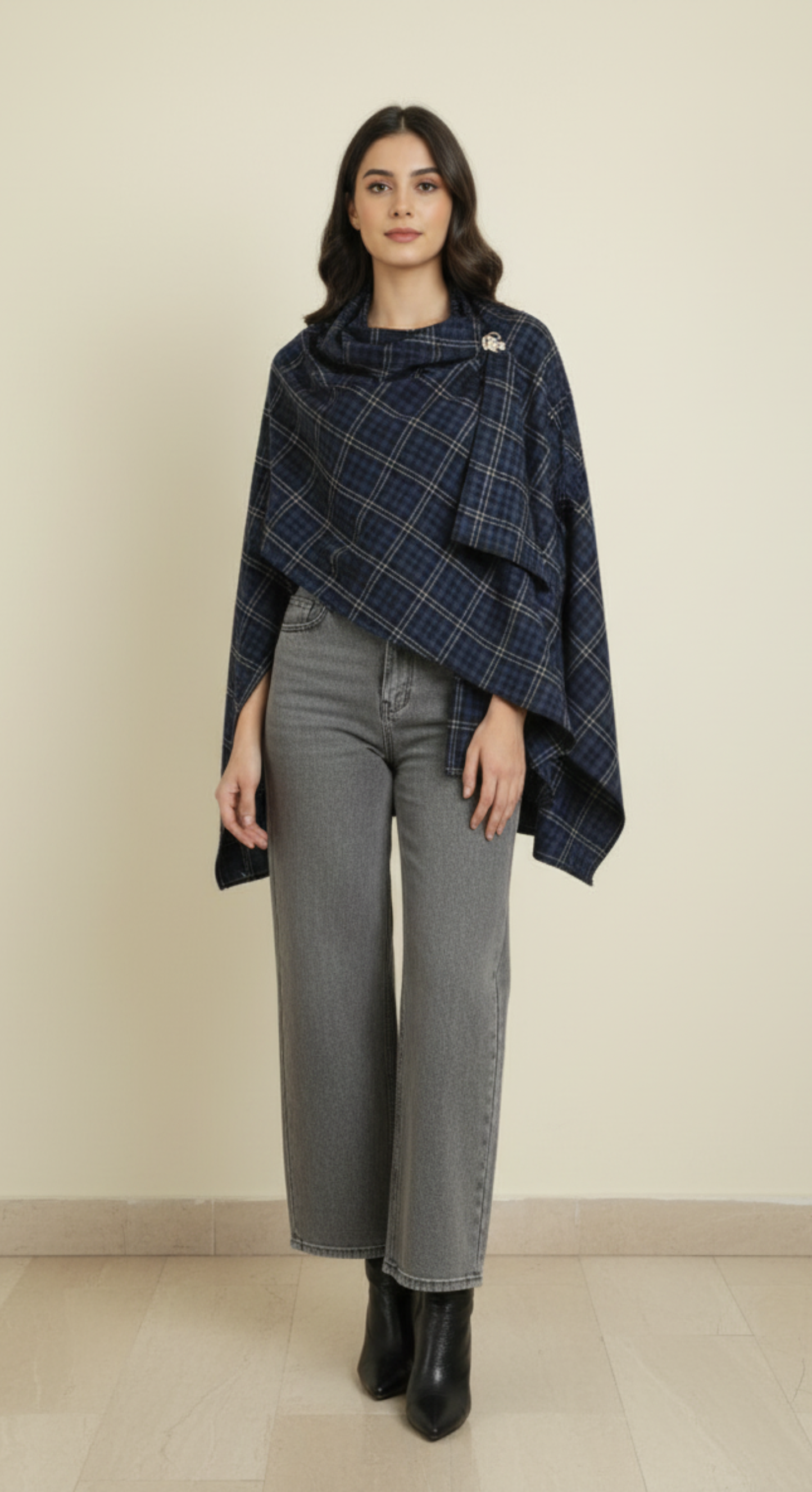 Winter Grid Cape Shirt