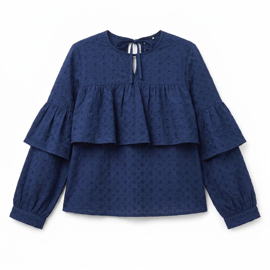 Midnight Tide Ruffle Top