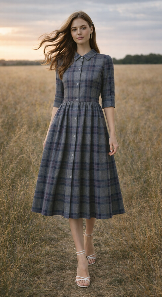 Luna Grey Button Down Dress