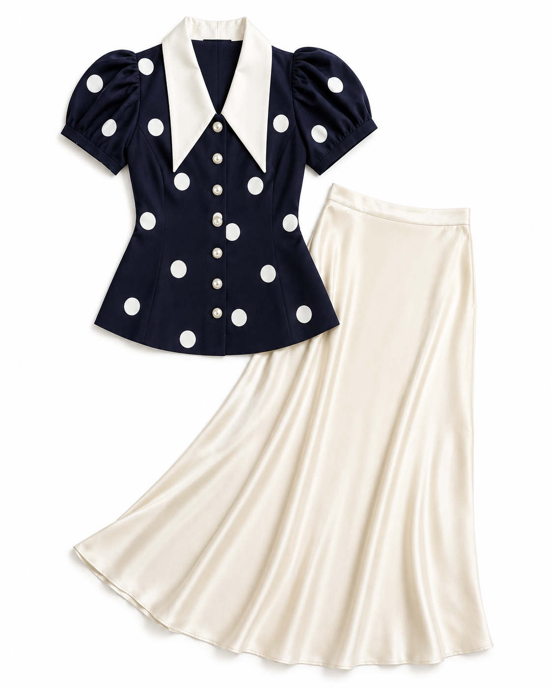 Midnight Polka Silk Set