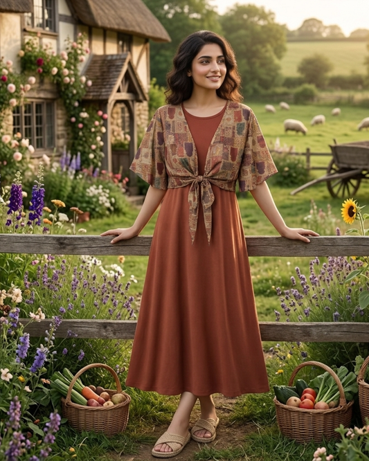 Country Tie Dress( Cinnamon)