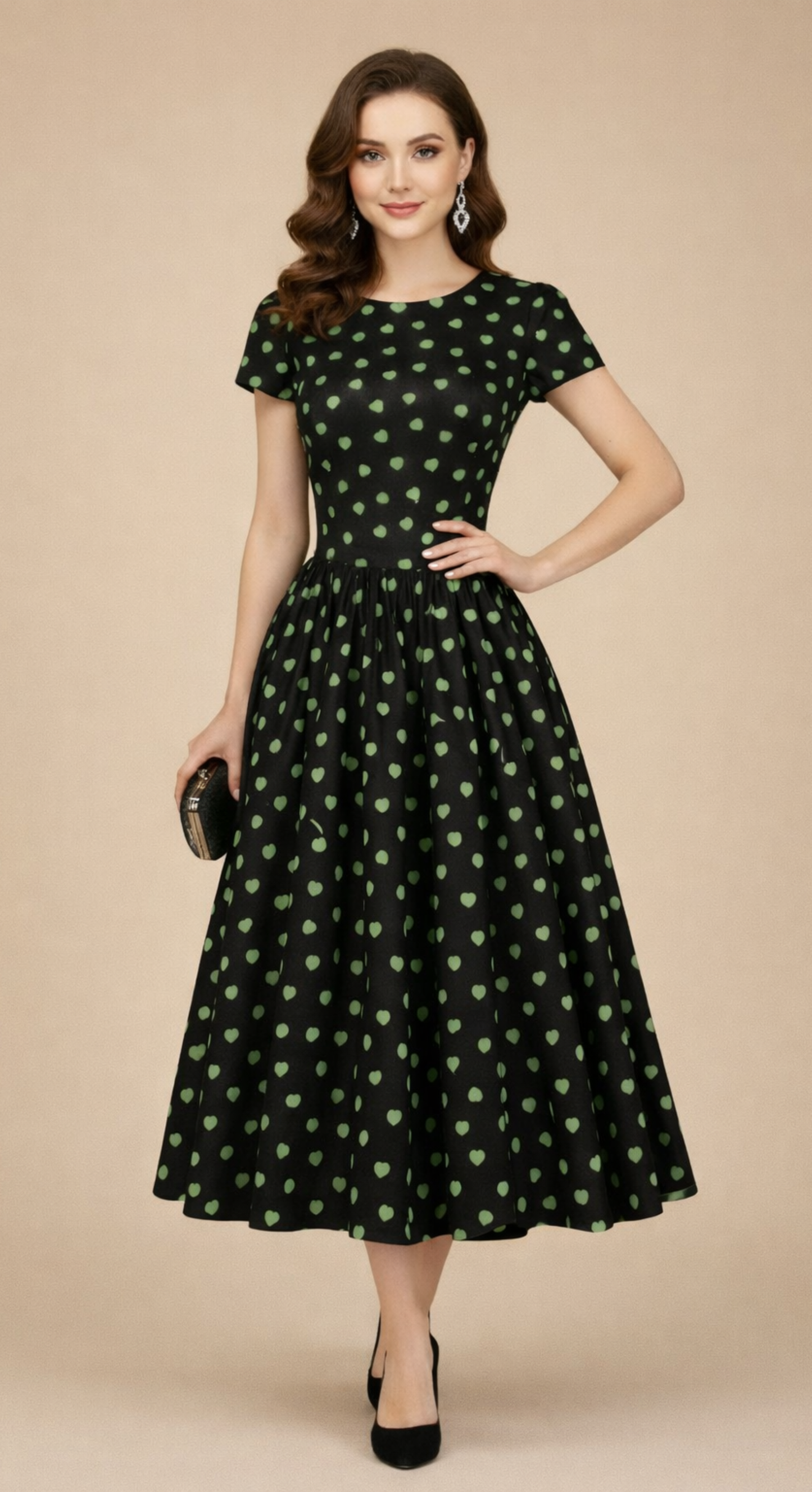 Emerald Hearts Midi Dress