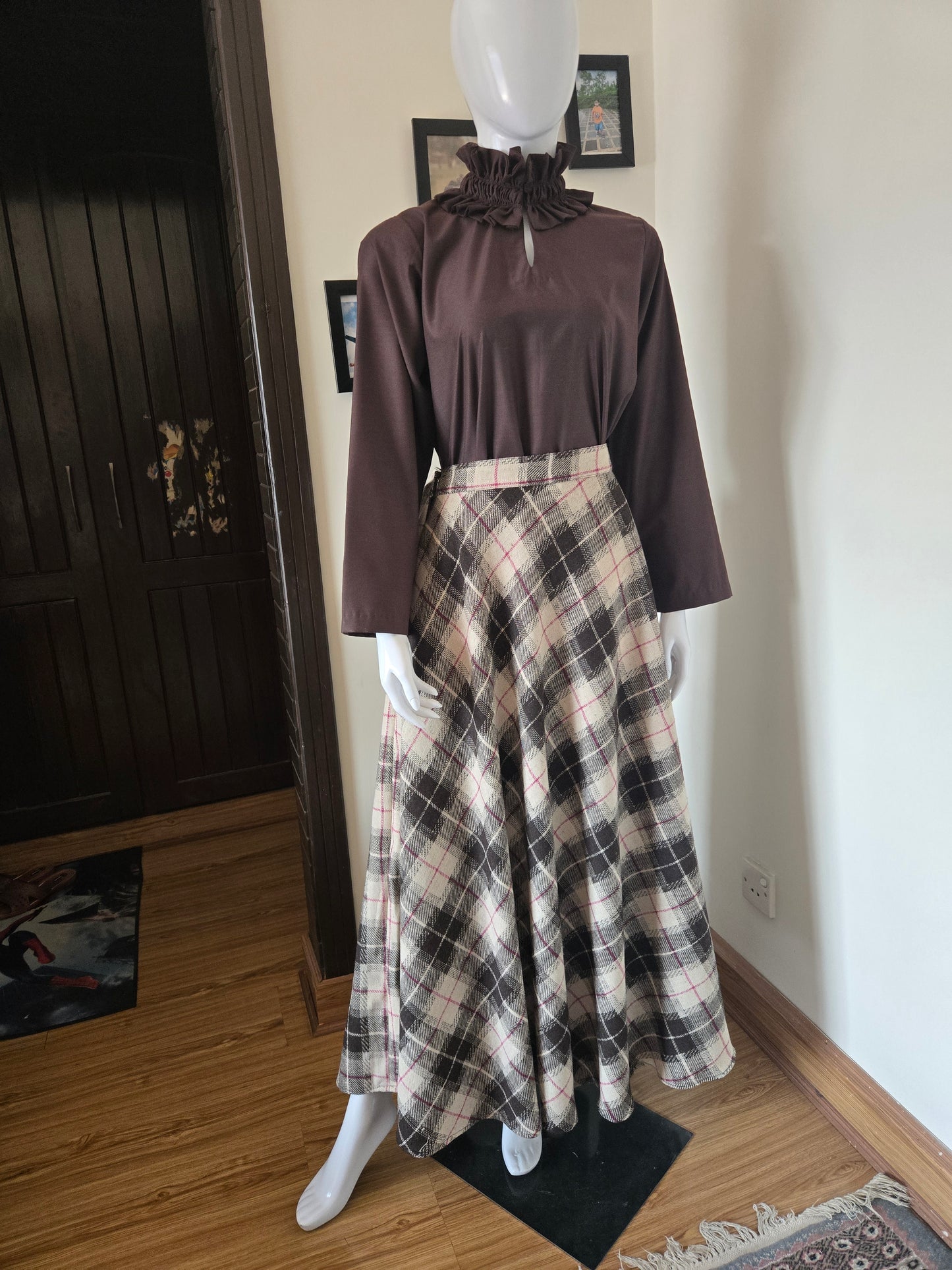 Mocha Plaid Skirt set