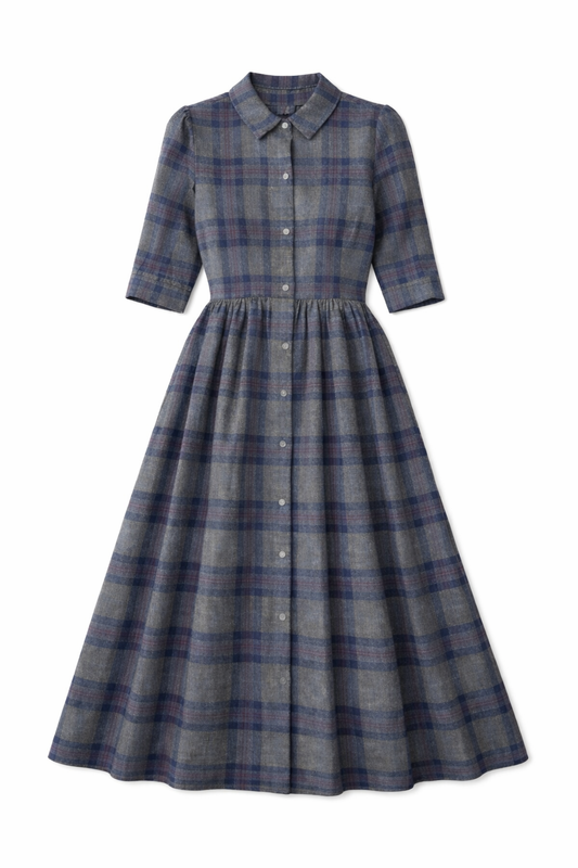 Luna Grey Button Down Dress