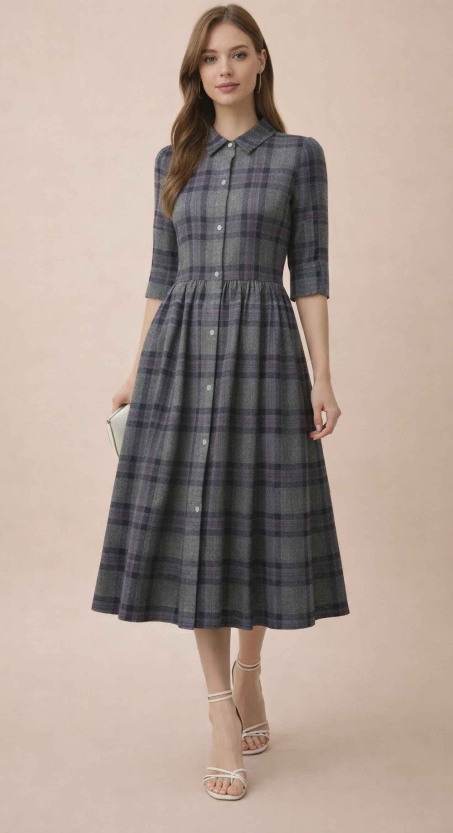 Luna Grey Button Down Dress