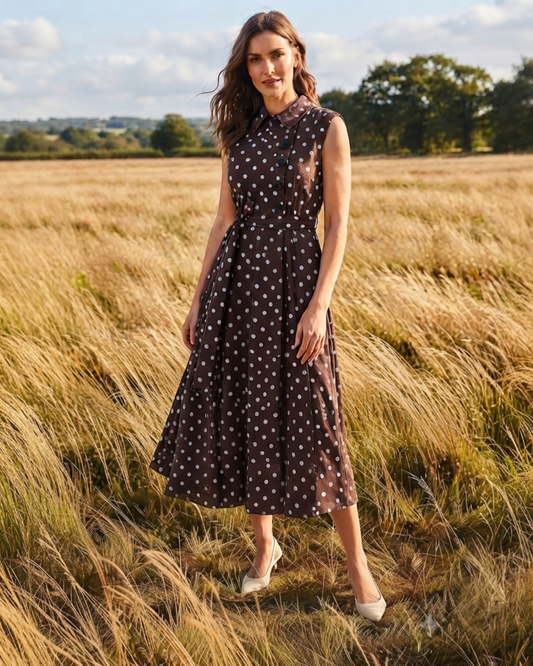 Mocha Polka Grace Dress