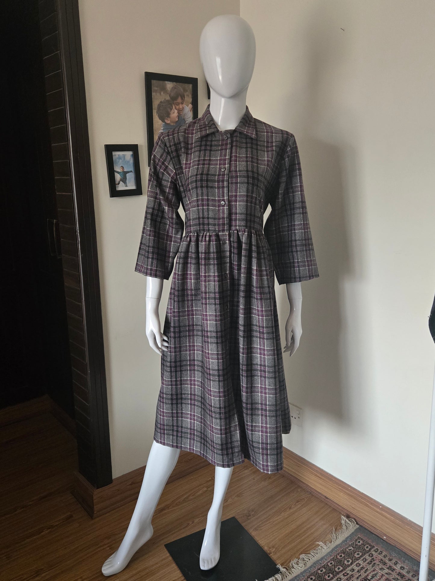 Luna Grey Button Down Dress