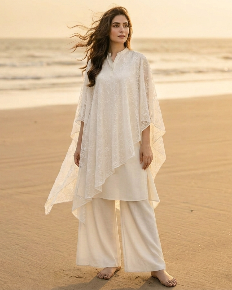 Ivory Chikankari Drift