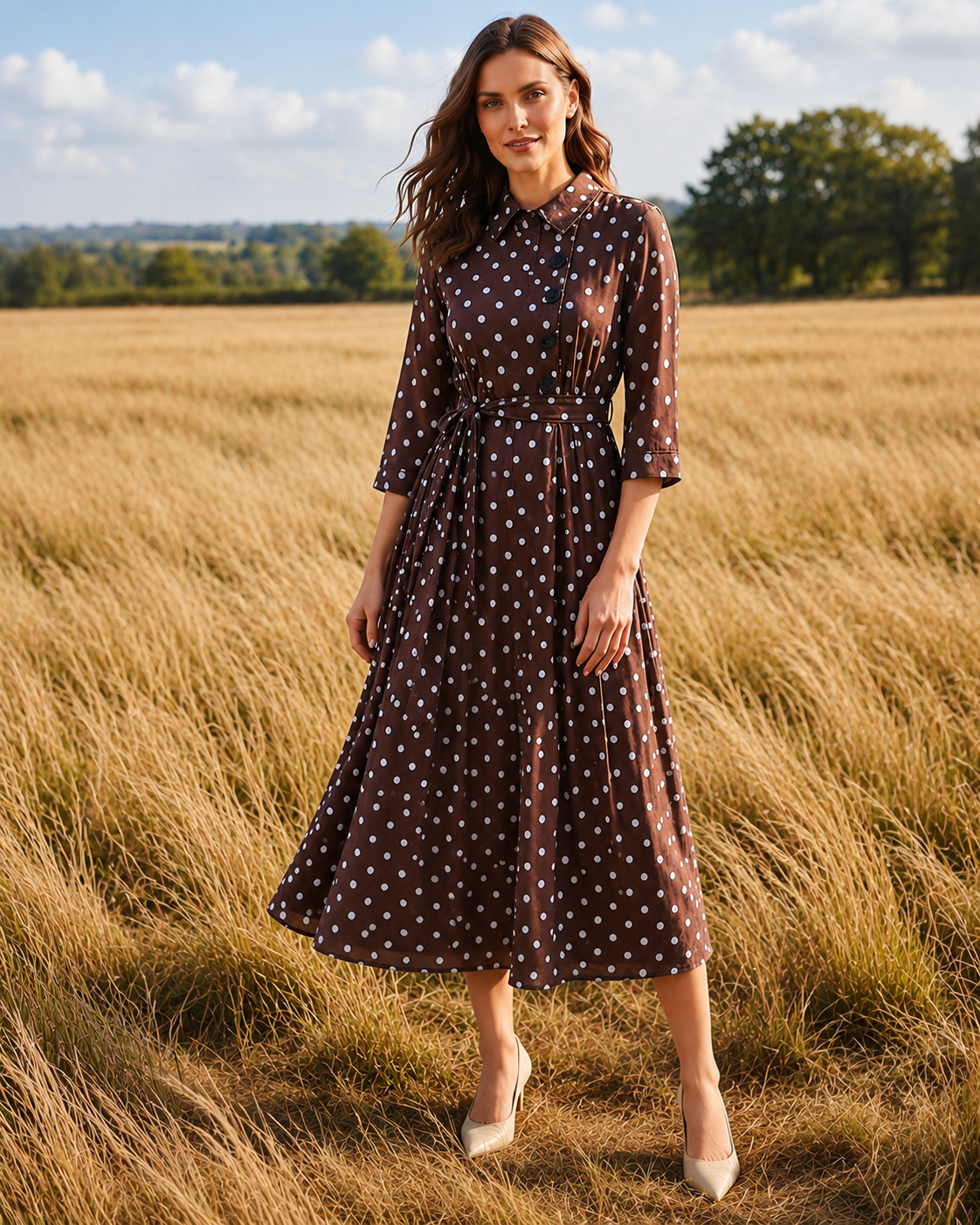 Mocha Polka Grace Dress