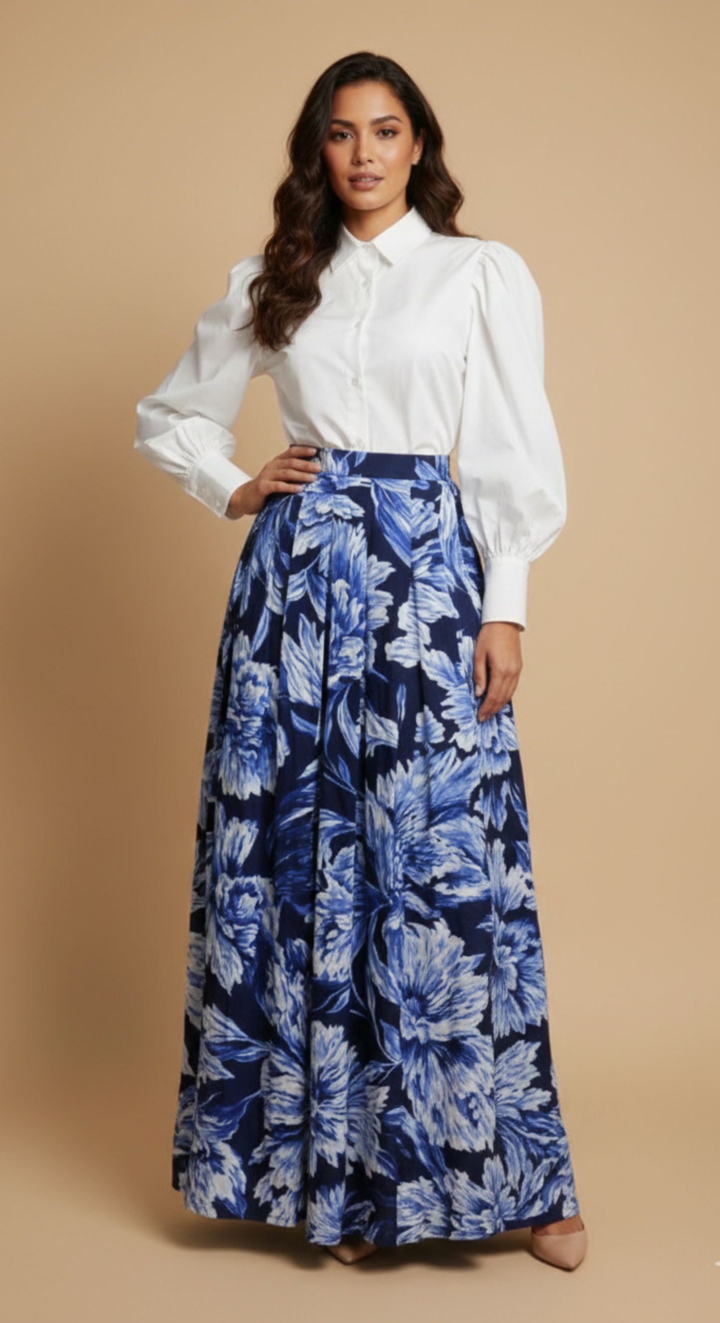 Navy Bloom Skirt Set
