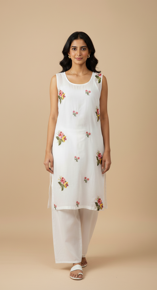 Gulnaz White CO-Ord Set(Last Piece)